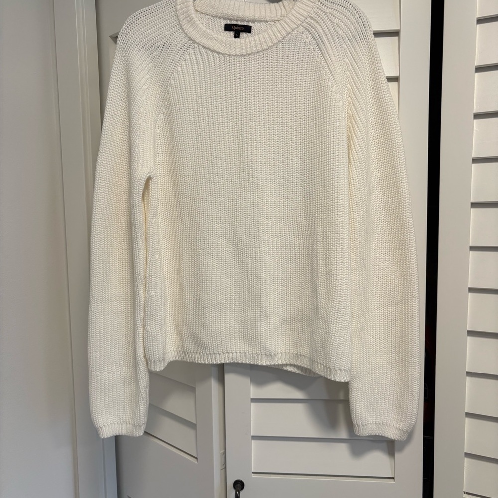 Quince Classic White Crew Neck Sweater